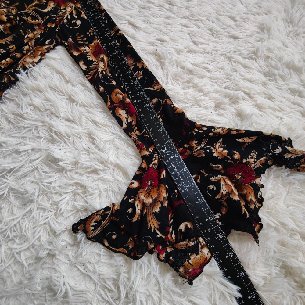 Savvy Baroque Floral Bell Sleeve Dress Grunge Whimsigoth Boho Fairycore Y2K‎ L - Picture 12 of 12